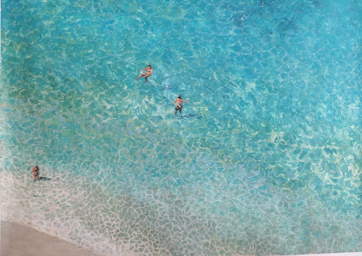 Photorealistic Landscape Oil Painting By Laura Chilivani, 37 X 24", Mare, Original Artwork