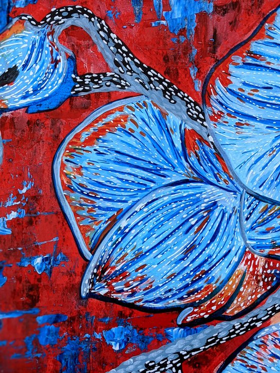 Cherry Blue - Acrylic Flower Painting