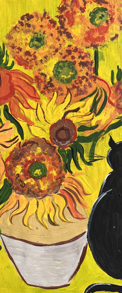 Sunflowers and Van Gogh's Cat by Halyna Kirichenko