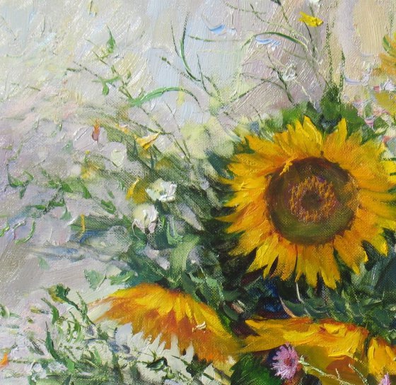 Wildflowers and sunflowers