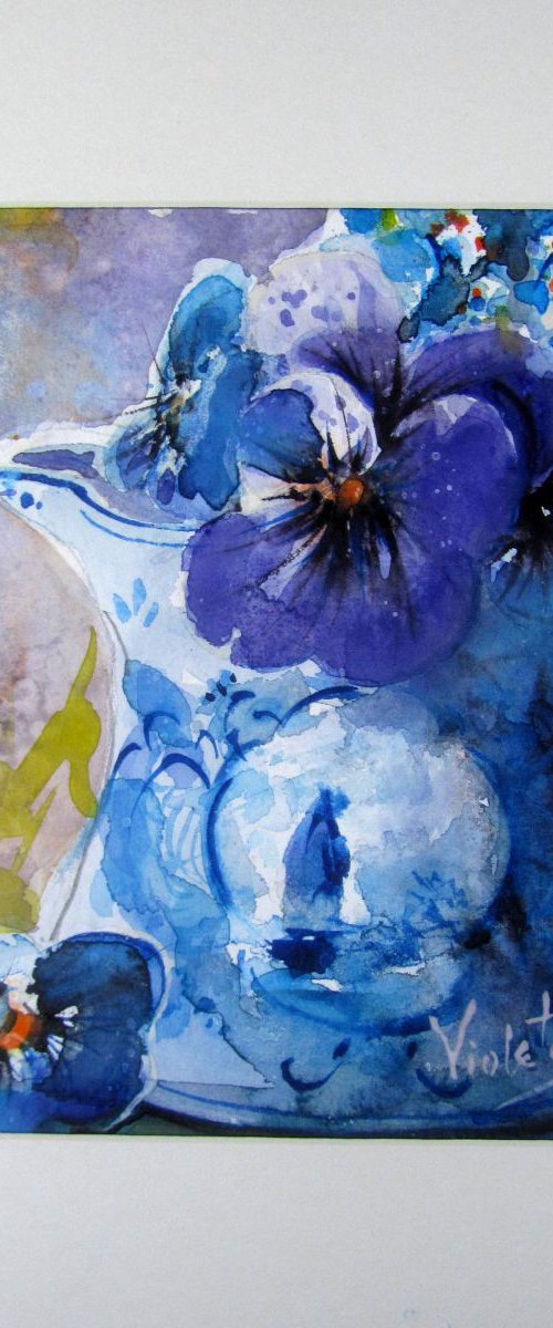 Still Life with Pansies by Violeta Damjanovic-Behrendt