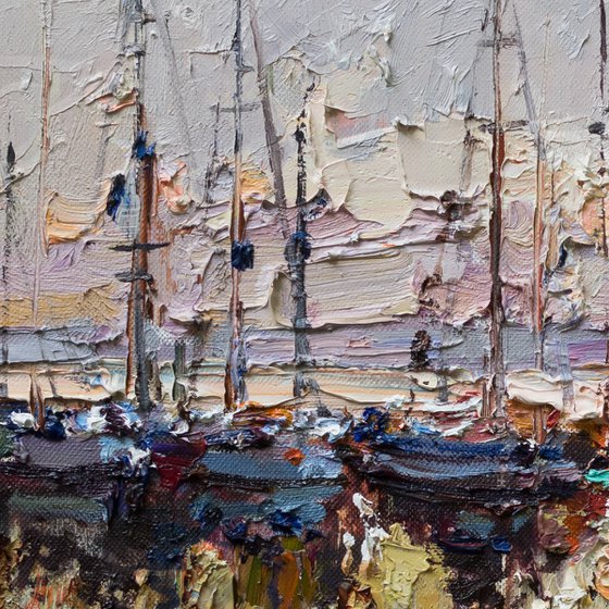 Sailing yachts  Original seascape painting