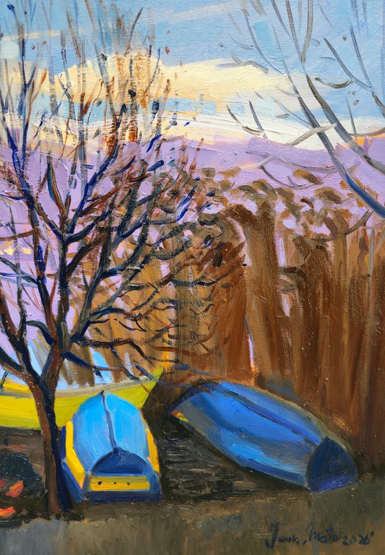 Winter afternoon by the lake