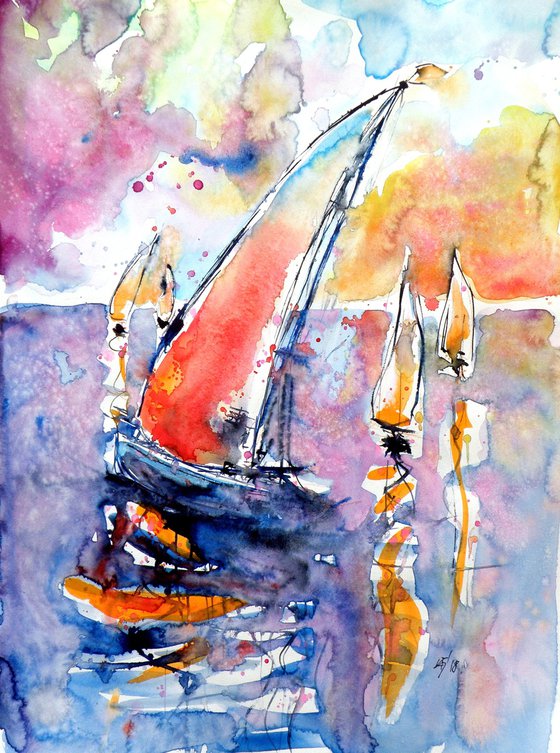Sailboats at sea
