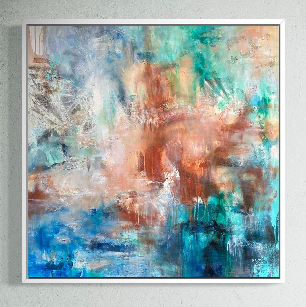 Organic Abstract Painting By Katja Wittmer, 39 X 39", Elemental Viii, Original Artwork