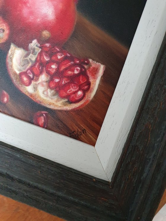 Pomegranate On Wood