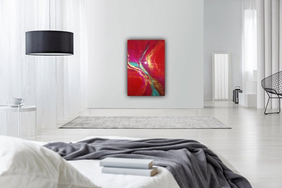 Love Vibrations red abstract painting