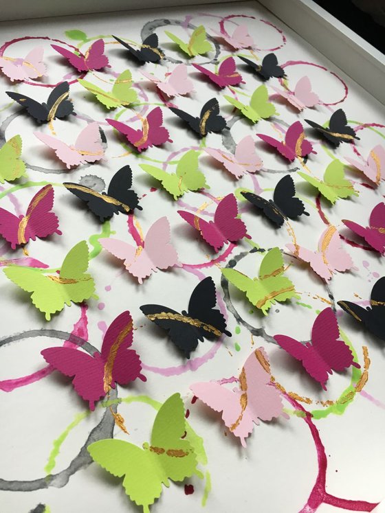 Butterfly Wine (Magenta, Pink, Black and Green)