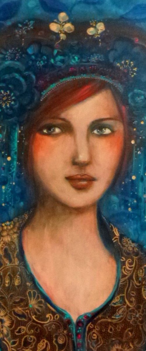 Natalya blue 60x60cm by Loetitia Pillault