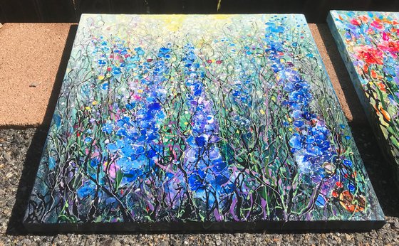 Delphiniums - Original Painting   by Olena Art