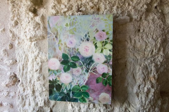 Romantic roses - delicate floral oil painting