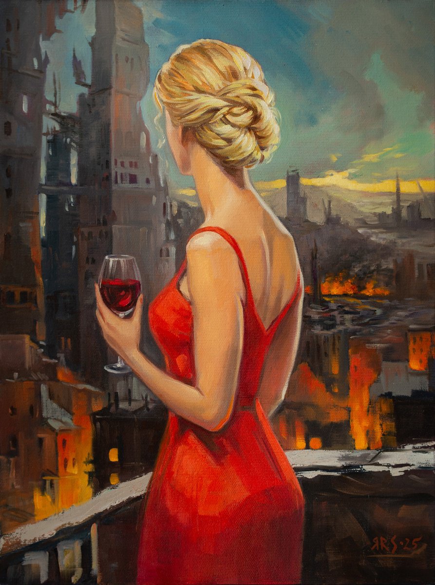 Impressionistic Portrait Oil Painting By Yaroslav Sobol, 12 X 16", The End Of The Old World, Original Artwork