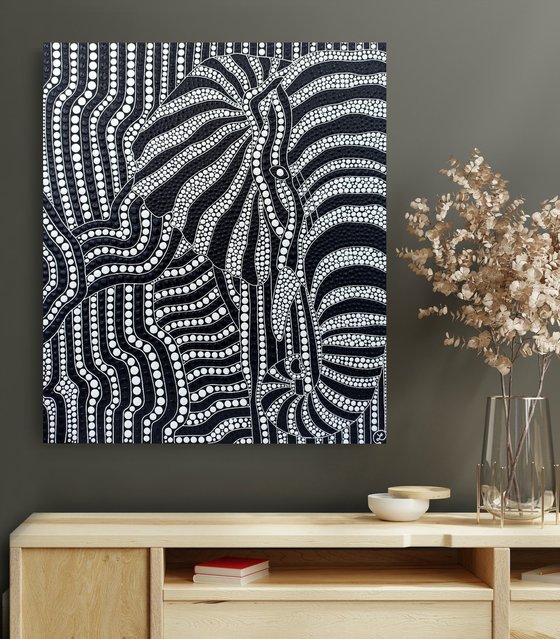Black and White Abstract Elephant
