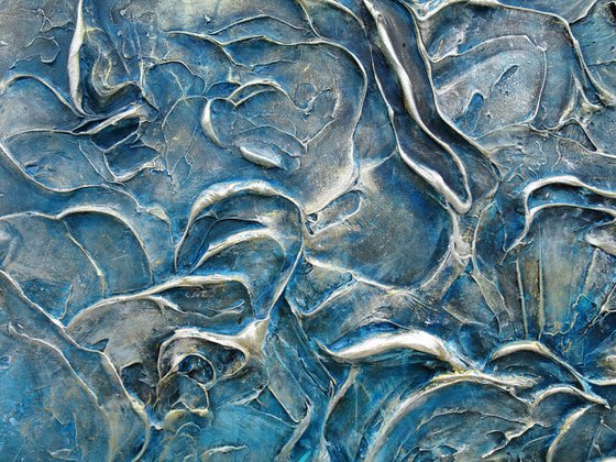 SEA SHELLS IN BLUE. Extra Large Abstract Textured Painting