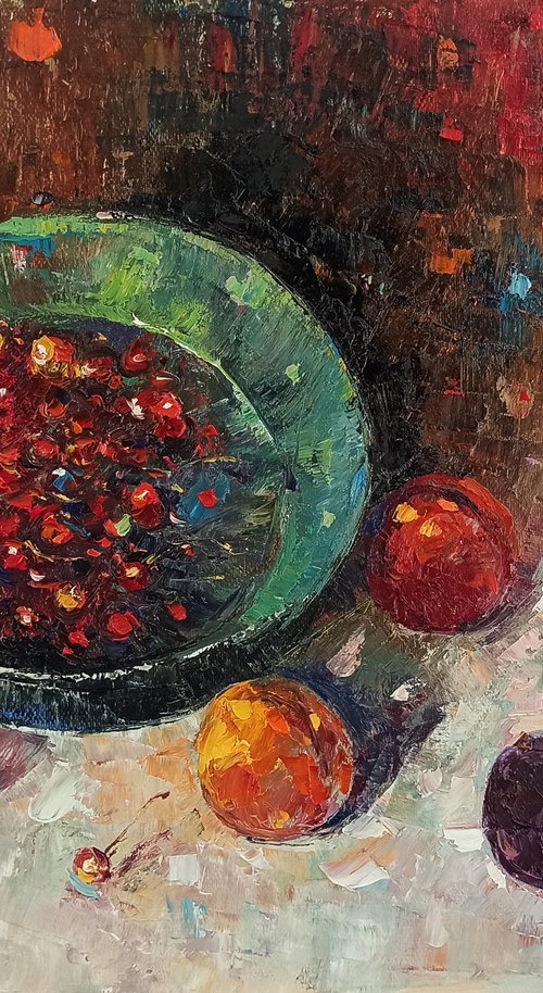 Still life with cherries and peaches by Narek Qochunc