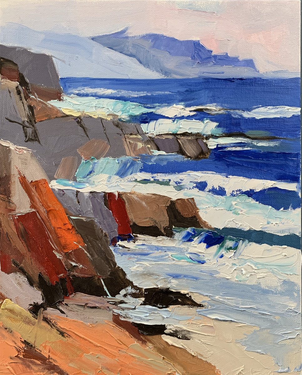 Seascape with rocks and beach. by Vita Schagen