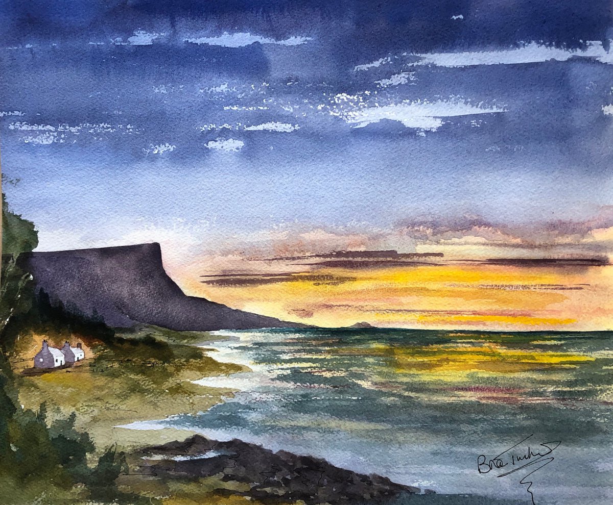 Sunset at Fair Head from Murlough Bay on the Antrim Coast by Brian Tucker