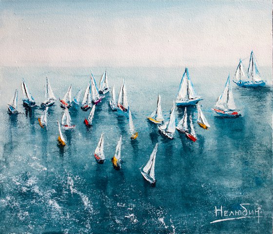 "Yachts in the sea " ships, seascape