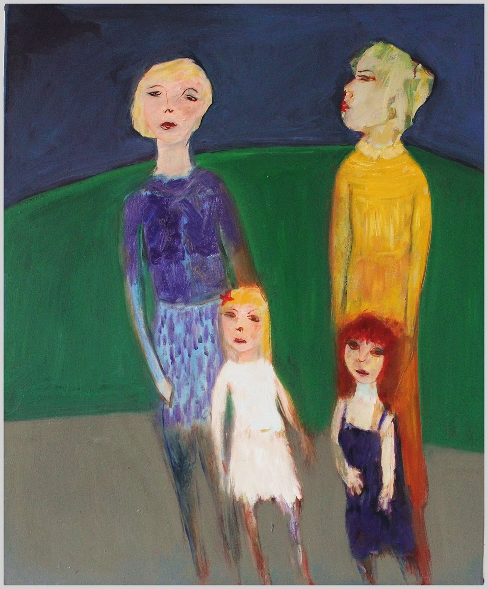 Expressive Portrait Oil Painting By Victorine Follana, 24 X 29", Ou Va T - On ?, Original Artwork