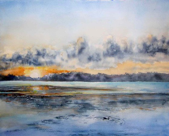 Sunset - Original landscape watercolour painting