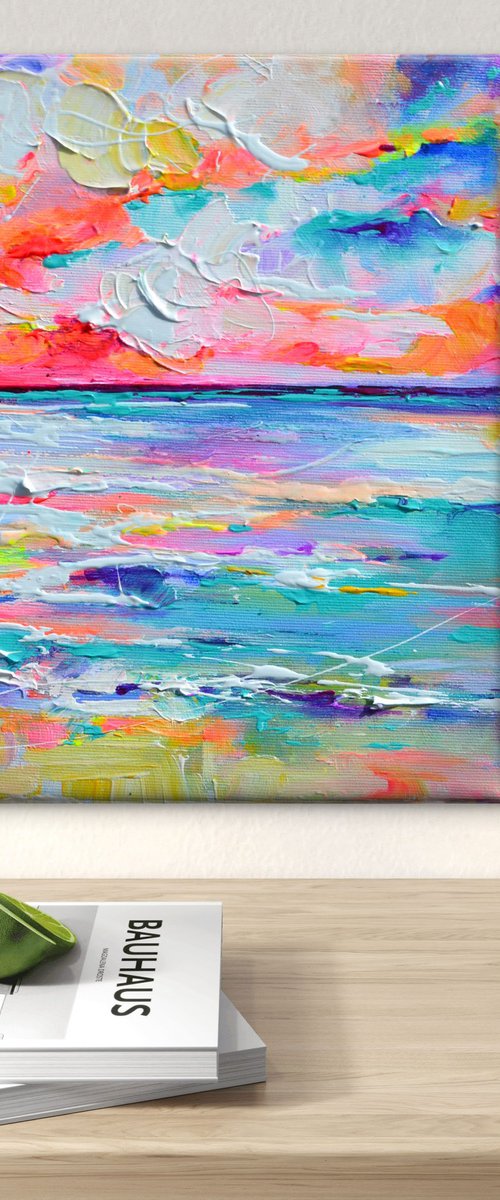 Colors of the Deep - Waves in the sunset by Soos Roxana Gabriela