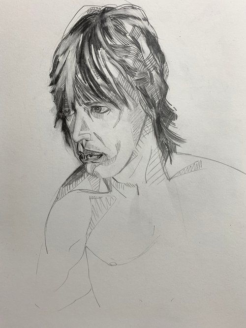 Pencil Portrait Drawing of Mick Jagger by Hanna Bell