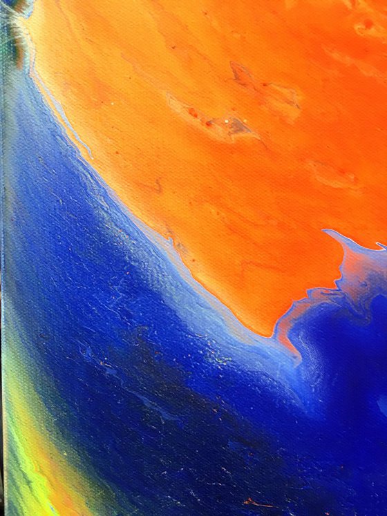 "Escape To Orange Island" - Original Abstract PMS Acrylic Painting - 24 x 24 inches