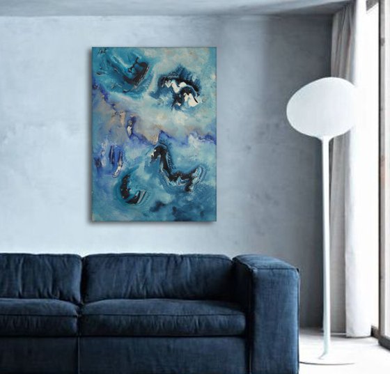 Spatial languages 50x70 cm, Original abstract painting, oil on canvas