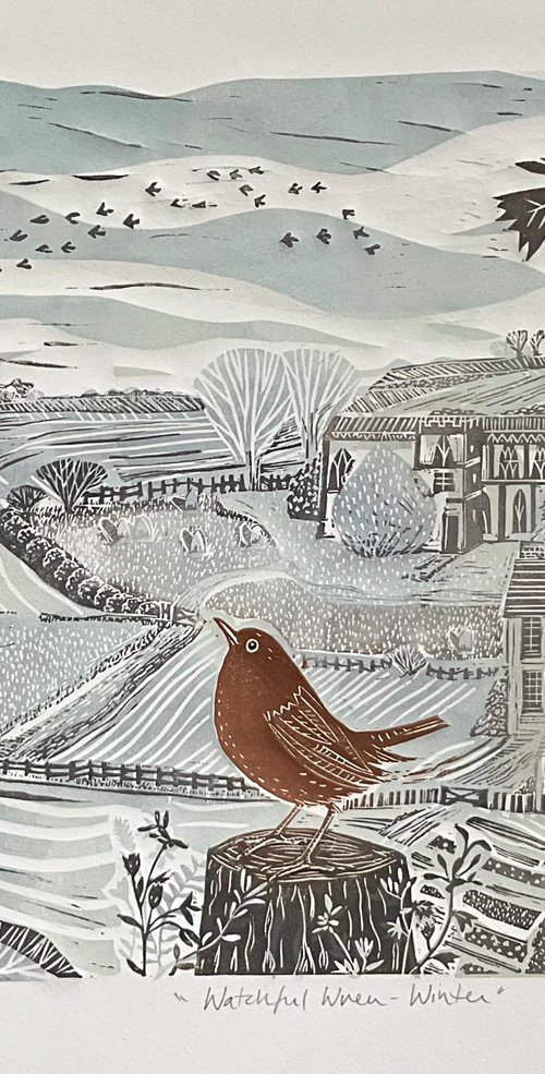 Watchful Wren (Winter) by Alison  Headley