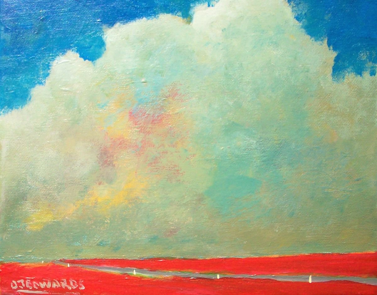 Impressionistic Landscape Acrylic Painting By David J Edwards, 10 X 8, Tulip Field Storm, Original Artwork
