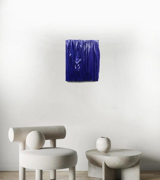 Blue Fabric Waves | Textured Wall Relief