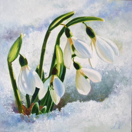 "Spring is coming. "  flower  liGHt original painting  GIFT (2020)