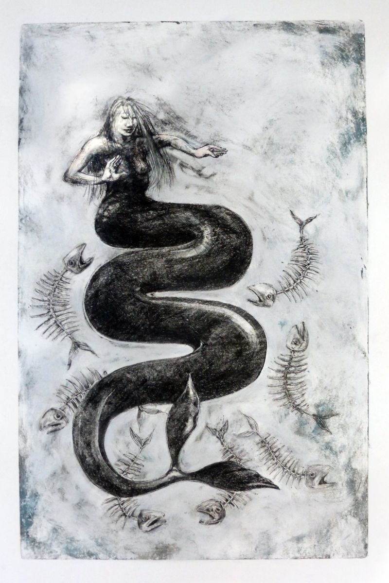 Illustrative Abstract Limited Edition Print By John Sharp, 20 X 31, Nightmare Of The Deep No.2, Original Artwork