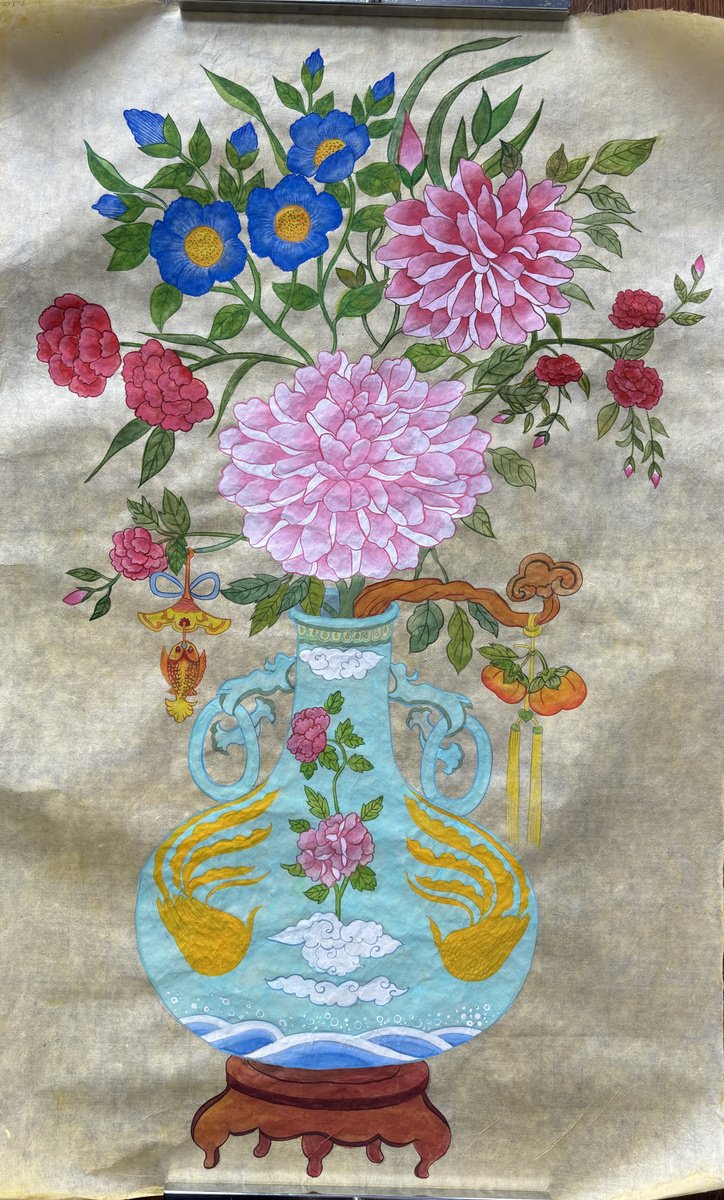 Botanical Painting By Sun-Hee Jung, 18 X 29", Bouquet, Original Artwork