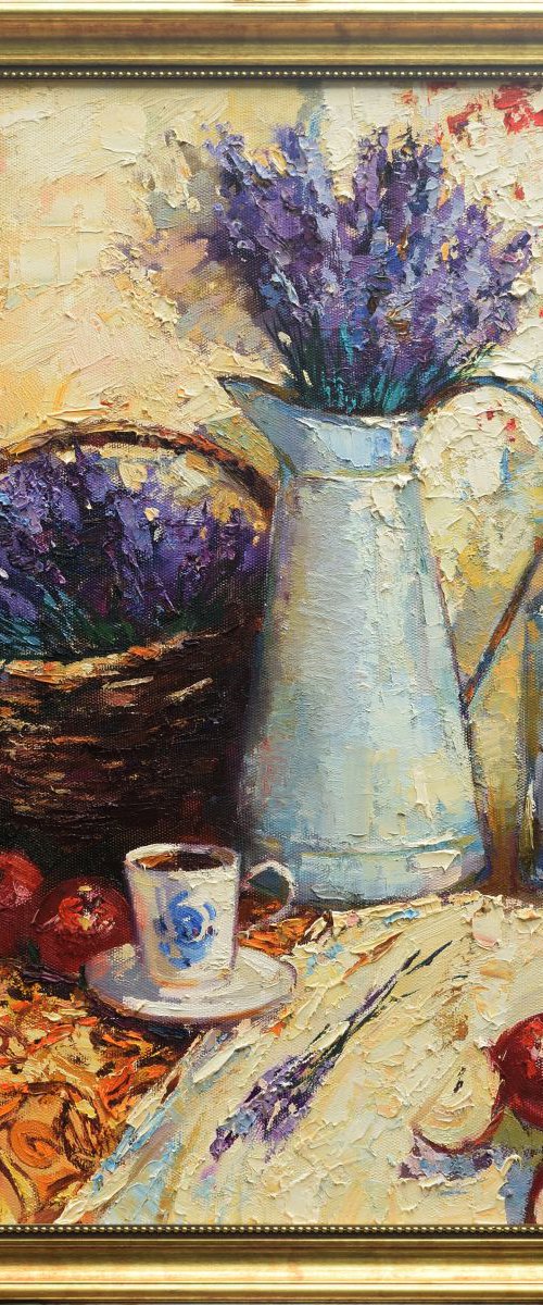 Lavender Still Life Painting by Anastasiia Valiulina