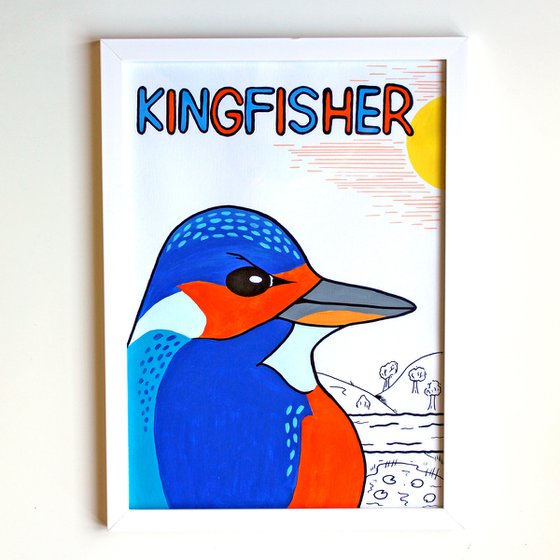 Kingfisher Bird Painting on Unframed A3 Paper