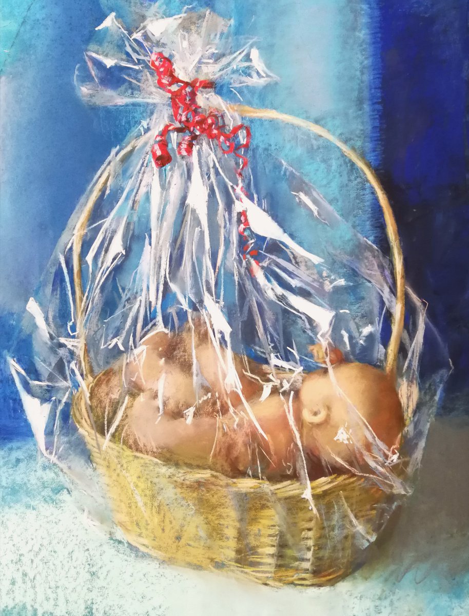Still Life Pastel Drawing By Silja Salmistu, 20 X 26", The Gift, Original Artwork