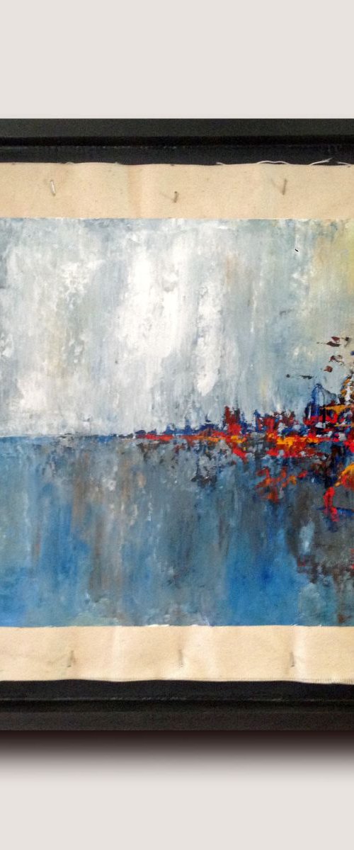 Original One of a Kind Abstract Landscape Oil Painting - Lights on the Bay by Matthew Withey