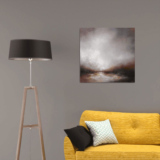 Real twilight in autumn 70X70 cm - nature acrylic paint gift gift idea abstract landscape atmosheric landscape (2019)