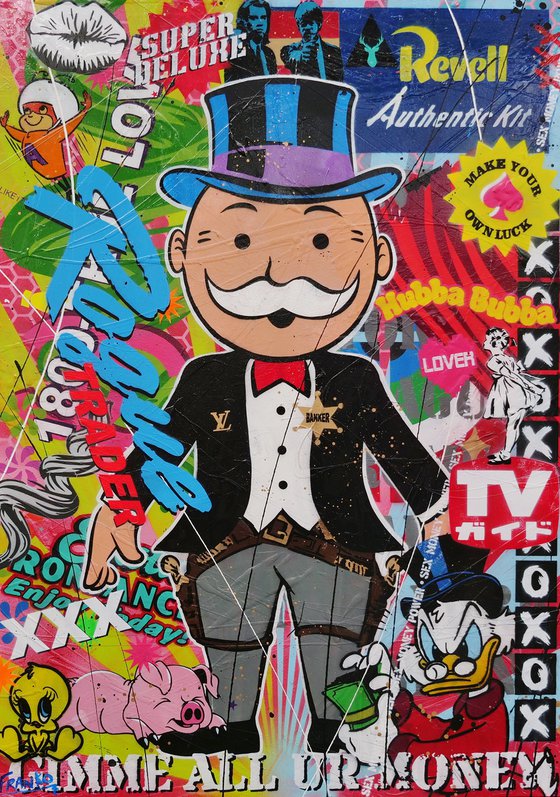 The Banker 140cm x 100cm Monopoly Man Urban Pop Art