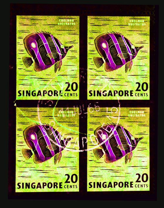 Singapore Stamp Collection '20 Cents Singapore Butterfly Fish' (Neon)