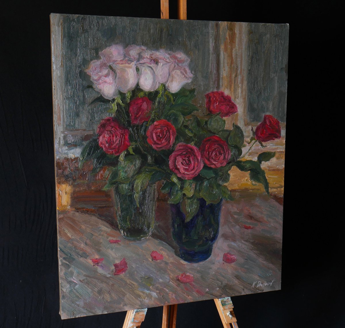 Roses - roses still life painting by Nikolay Dmitriev