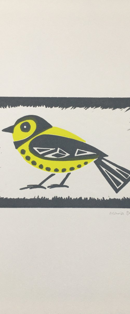 Yellow and Grey Finch by Maria Storey