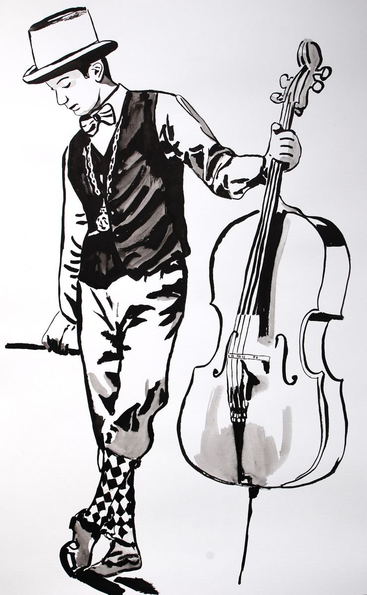 Musician / 66 x 41 cm by Alexandra Djokic