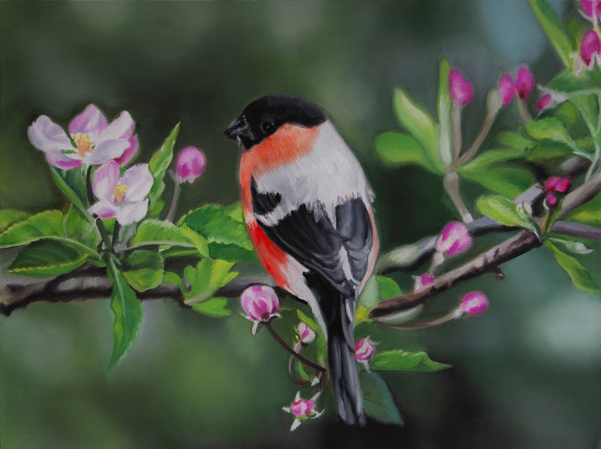 Photorealistic Oil Painting , Bird On A Tree By Simona Tsvetkova, 16 X 12, Artwork For Sale On Artfinder