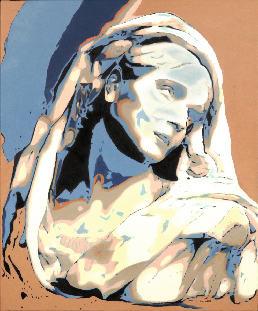 Urban And Pop Oil Painting , Mater Dolorosa By Mercedes Soret, 21 X 26, Artwork For Sale On Artfinder