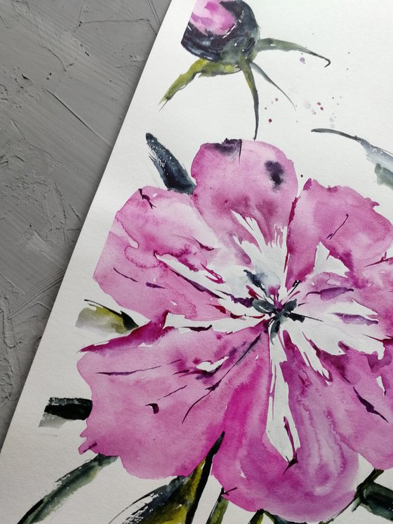 Peony flowers painting