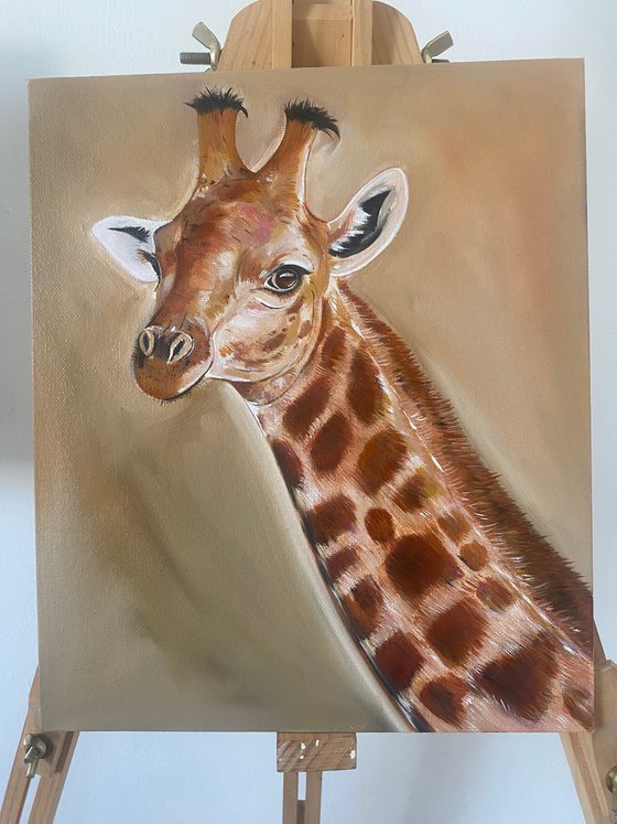 Giraffe oil painting