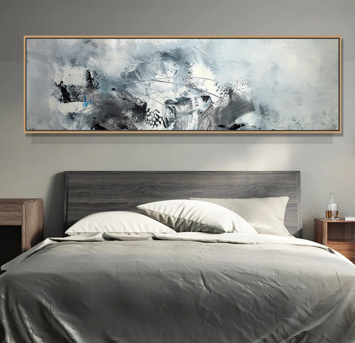 Abstract Oil Painting By Hugh Abernethy, 64 X 18, Glwyu, Original Artwork