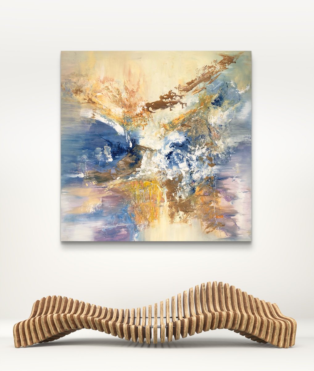 Abstract Acrylic Painting By Snezana Djordjevic, 31 X 31", The Warm Side Of The Spectrum, Original Artwork